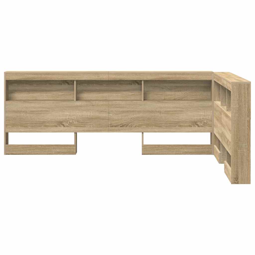 Storage Headboard with Shelf Sonoma oak 120 cm Engineered wood